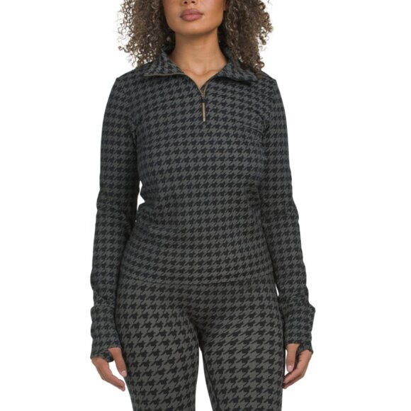 RHONE Dresses & Skirts - RHONE Black Houndstooth Seamless Quarter Zip Top